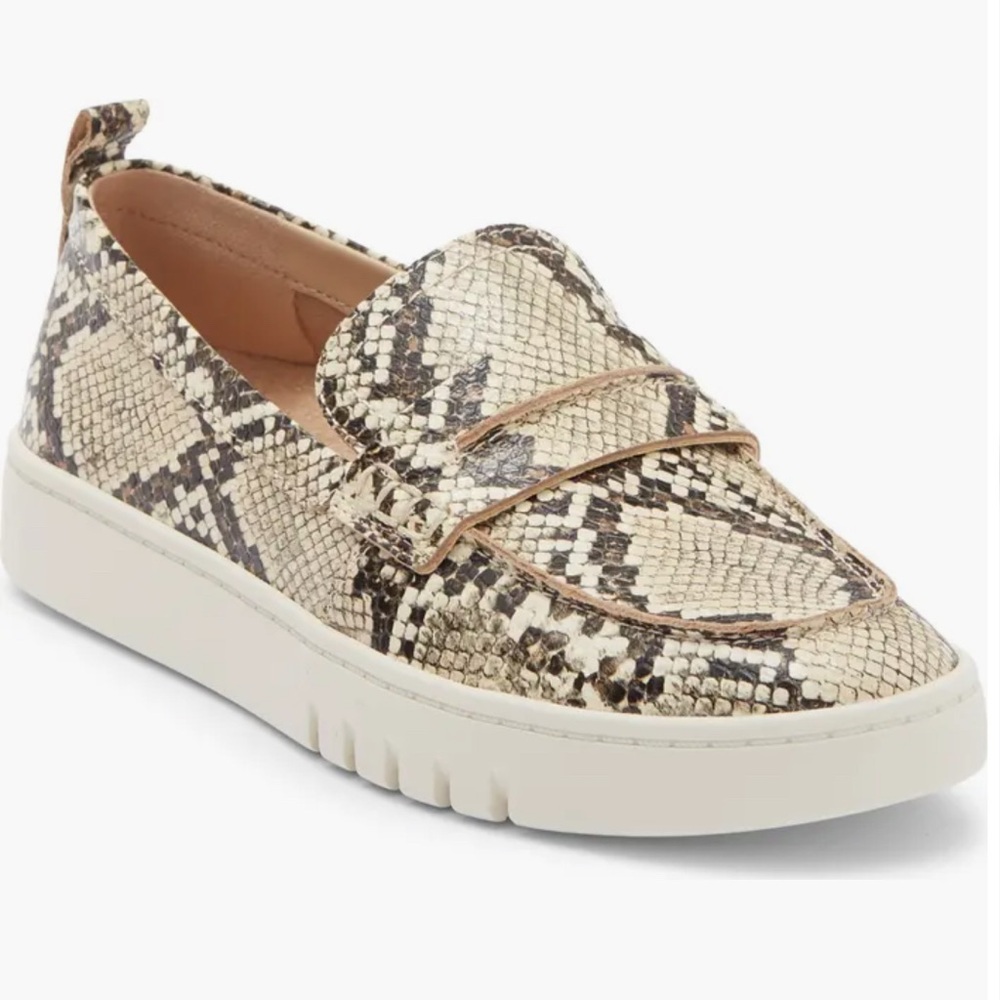 VIONIC CHANTEL PENNY LOAFERS SLIP-ON SNEAKERS WOMEN SNAKE PRINT BROWN/IVORY 6M**